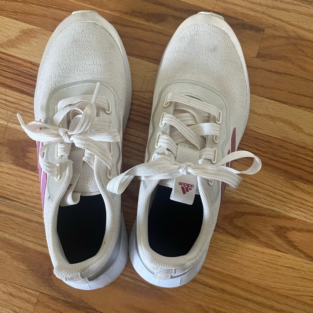 Adidas Women's White and Pink Sneakers